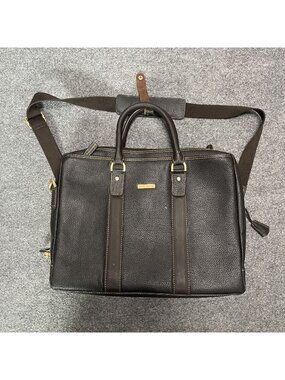 Brooks Brothers Brown Pebbled Leather Briefcase Shoulder Laptop Messenger Bag